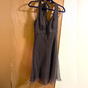 Brown & white polka dot Halter dress